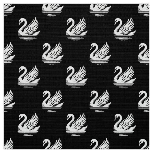 Swan Pattern - Weiß auf Schwarz Stoff (Muster)