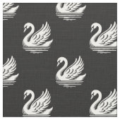 Swan Pattern - Weiß auf Schwarz Stoff (Nahaufnahme)