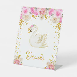 Swan Pink and Gold Rose Kinderdusche Sockelschild