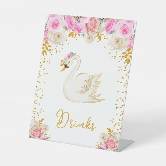 Swan Pink and Gold Rose Kinderdusche Sockelschild (Vorderseite)