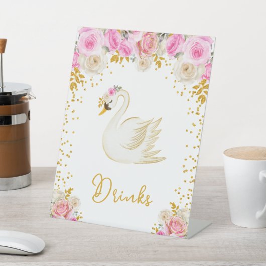 Swan Pink and Gold Rose Kinderdusche Sockelschild (In SItu)