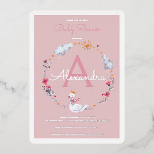 Swan Pink Baby Dusche Einladung