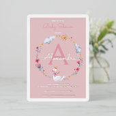 Swan Pink Baby Dusche Einladung (Stehend vorne)