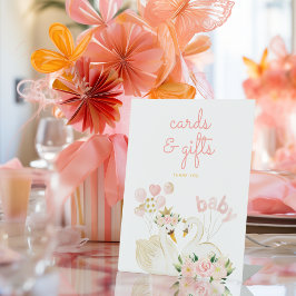 Swan Pink Baby Dusche Geschenke und Karten Sockelschild