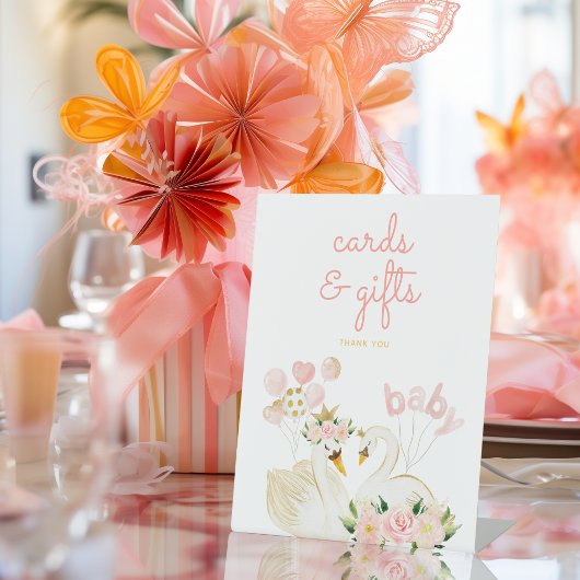 Swan Pink Baby Dusche Geschenke und Karten Sockelschild