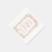 Swan Pink Bow Floral Baby Shower Serviette (Ecke)