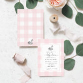 Swan Pink Gingham Baby Shower Einladung