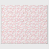 Swan Pink Girl Birthday Name Wrapping Paper Geschenkpapier (Flach)