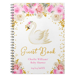Swan Pink Gold Rose Baby Showroom Gästebuch Notizblock