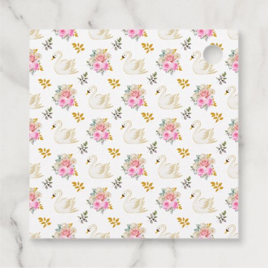 Swan Pink Gold Rose Kinderdusche Vielen Dank Geschenkanhänger (Rückseite)