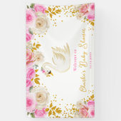 Swan Pink Gold Rose Kinderdusche Willkommen Banner (Vertikal)
