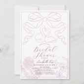 Swan Pink Toile de Jouy Brautparty Einladung (Vorderseite)