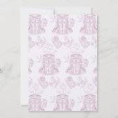 Swan Pink Toile de Jouy Brautparty Einladung (Rückseite)