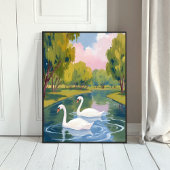 Swan Pond Boston Common Massachusetts Watercolor Poster