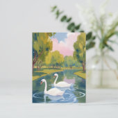 Swan Pond Boston Common Massachusetts Watercolor Postkarte (Stehend Vorderseite)