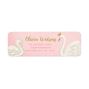 Swan Pond Gold Pink Babydusche Personalisiert