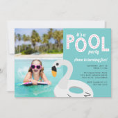 Swan Pool Float | FOTO KINDERGEBURTSTAG PARTY Einladung (Vorderseite)