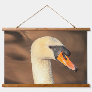 Swan Portrait Wandteppich Mit Holzrahmen