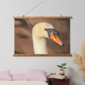 Swan Portrait Wandteppich Mit Holzrahmen (Schlafzimmer)