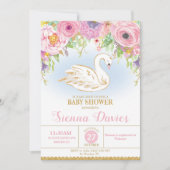 Swan Princess Baby Shower Einladung Bloral Girl (Vorderseite)