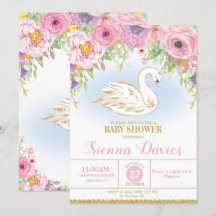 Swan Princess Baby Shower Einladung Bloral Girl