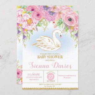 Swan Princess Baby Shower Einladung Bloral Girl