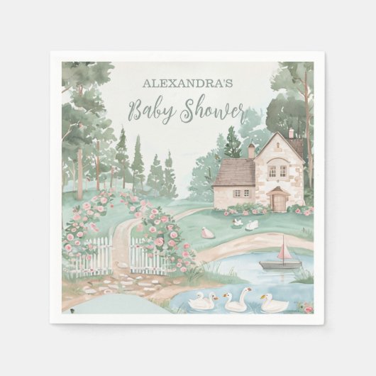 Swan Princess Baby Shower Serviette (Vorderseite)