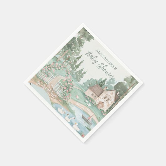 Swan Princess Baby Shower Serviette (Ecke)