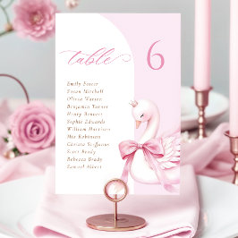 Swan Princess Baby Shower Table Card Tischnummer