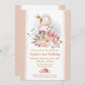 Swan Princess Birthday Party Einladung (Vorne/Hinten)