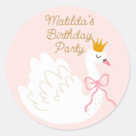 Swan Princess Birthday Runder Aufkleber