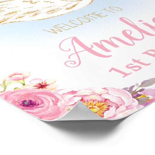 Swan Princess Birthday Welcome Sign Poster (Ecke)
