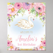 Swan Princess Birthday Welcome Sign Poster (Vorne)