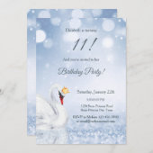 Swan Princess Blue Glitter Winter Girls Birthday Einladung (Vorne/Hinten)