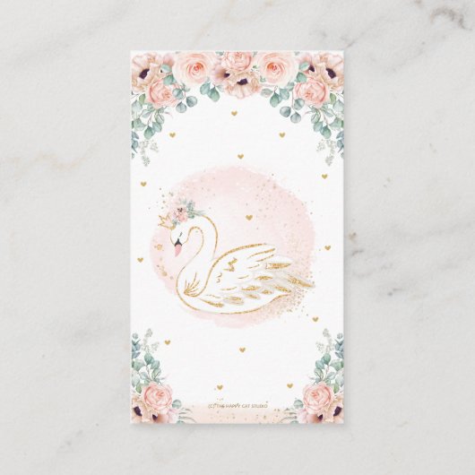 Swan Princess Blush Pink Floral Diaper Raffel Begleitkarte (Rückseite)
