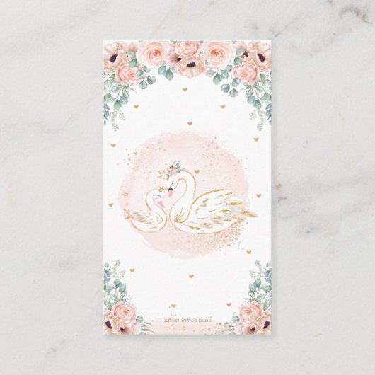 Swan Princess Blush Pink Floral Diaper Raffle Encl Begleitkarte (Rückseite)