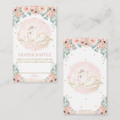Swan Princess Blush Pink Floral Diaper Raffle Encl Begleitkarte (Vorne/Hinten)
