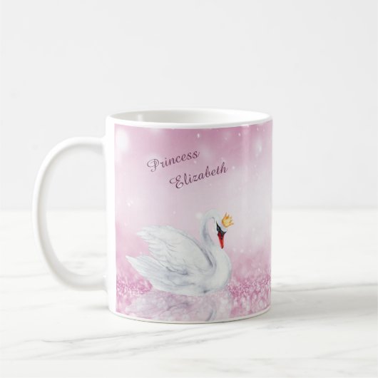 Swan Princess Button Glitzer Lake Monogram  Kaffeetasse (Links)