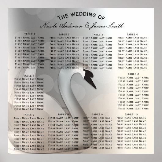 Swan Princess Elegant Wedding Table Sees Poster (Vorne)
