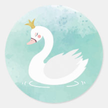 Swan Princess Geburtstags-Umschlag Aufkleber, Swan
