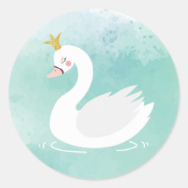 Swan Princess Geburtstags-Umschlag Aufkleber, Swan Runder Aufkleber