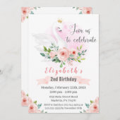 Swan Princess Geburtstagsparty Einladung (Vorne/Hinten)