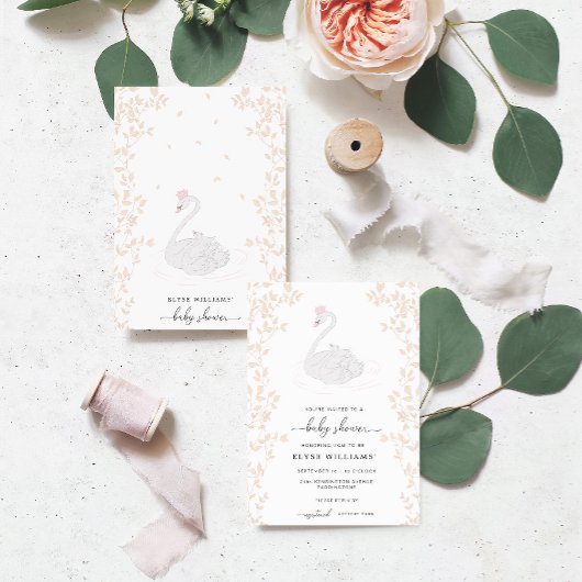 Swan Princess Girl Baby Shower Einladung
