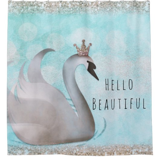 Swan Princess Imitate Gold Glitzer Chic Fairy Tale Duschvorhang (Vorderseite)