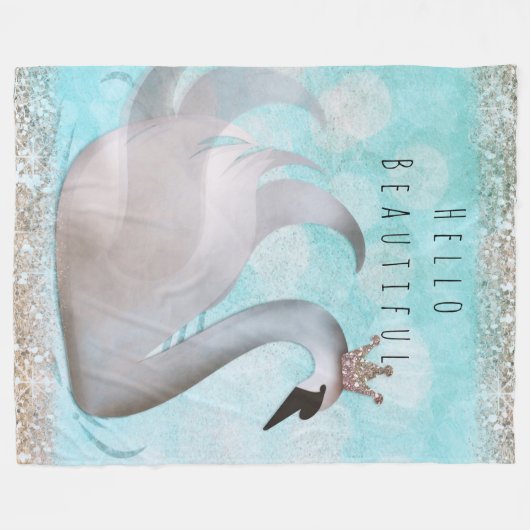 Swan Princess Imitate Gold Glitzer Chic Fairy Tale Fleecedecke (Vorderseite (Horizontal))