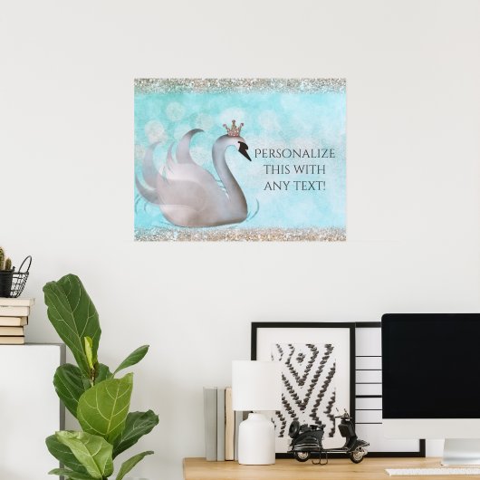 Swan Princess Imitate Gold Glitzer Fairy Tale Part Poster (Heimbüro)