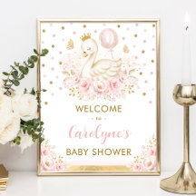 Swan Princess mit Pink Balloon Welcome Baby Girl