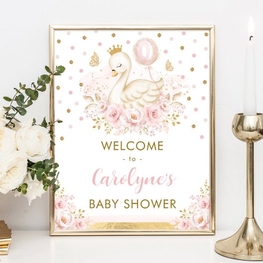 Swan Princess mit Pink Balloon Welcome Baby Girl Poster