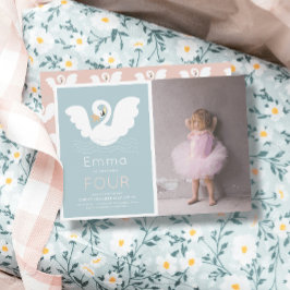 Swan Princess Modern Blue Girl Birthday Foto Einladung