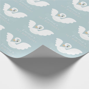 Swan Princess Modern Blue Girl Birthday Geschenkpapier